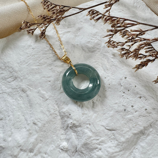 18k Blue Jadeite Bagel Pendant