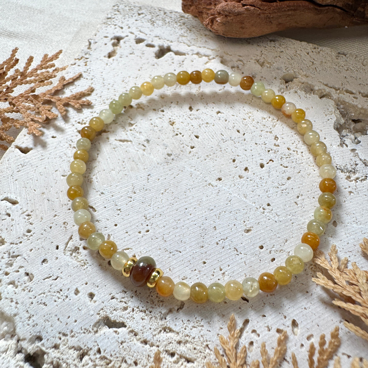 AUTUMN | Maple Jadeite Beaded Bracelet