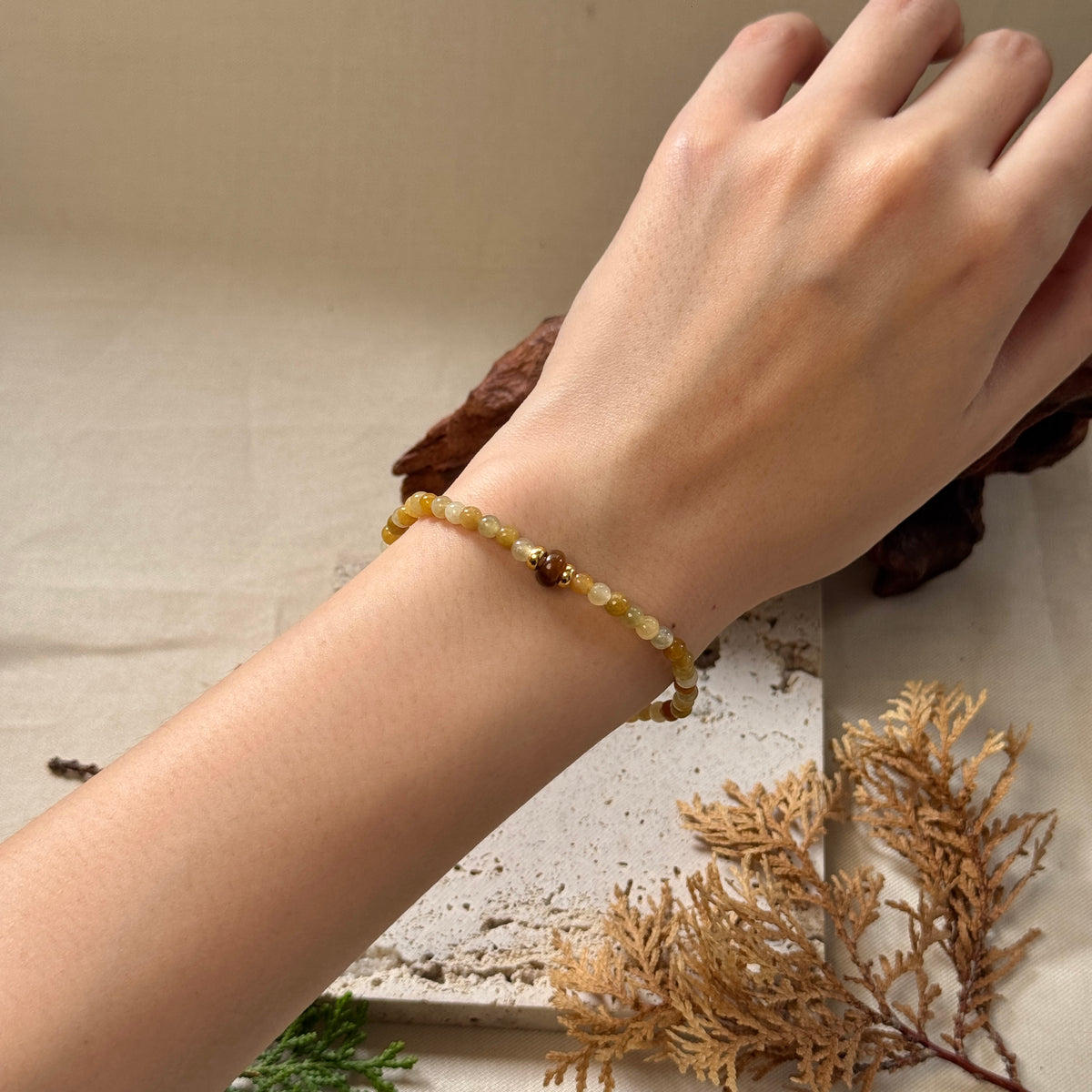 AUTUMN | Maple Jadeite Beaded Bracelet