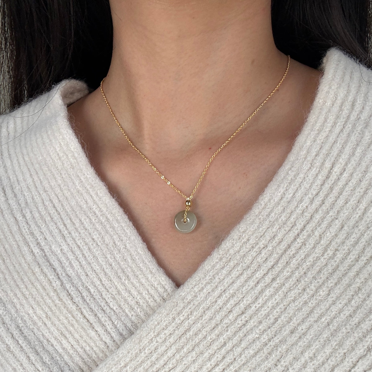 AUTUMN |  Osmanthus Doughnut Jadeite Necklace