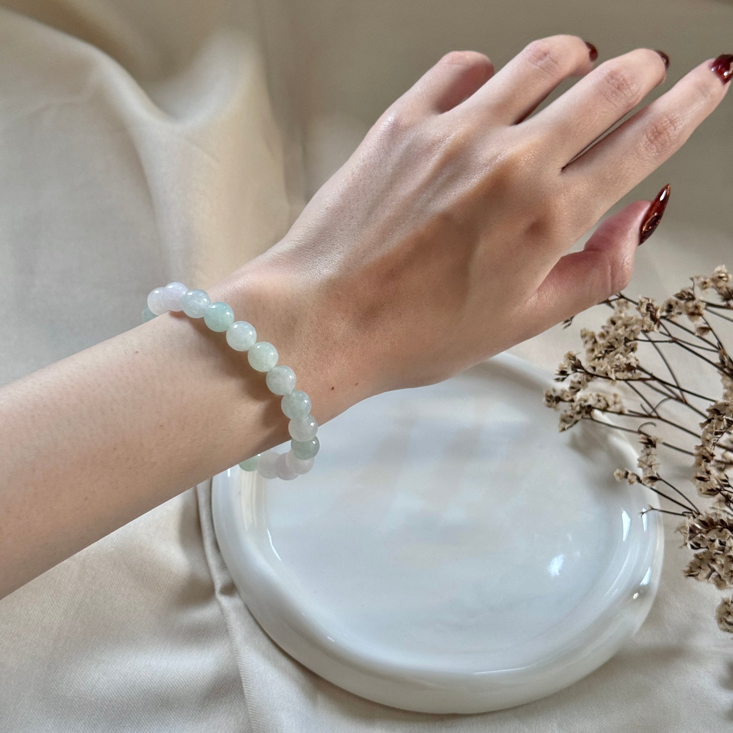 Jelly Beaded Jadeite Bracelet
