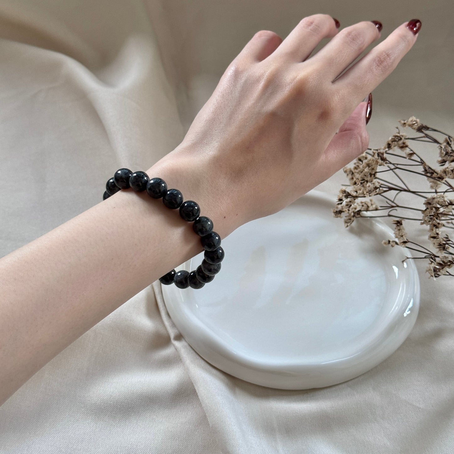 Licorice Beaded Jadeite Bracelet