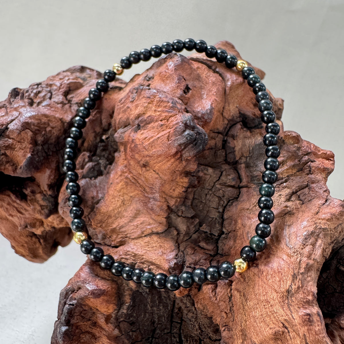 STACK | Dainty Black Jadeite Beaded Bracelet