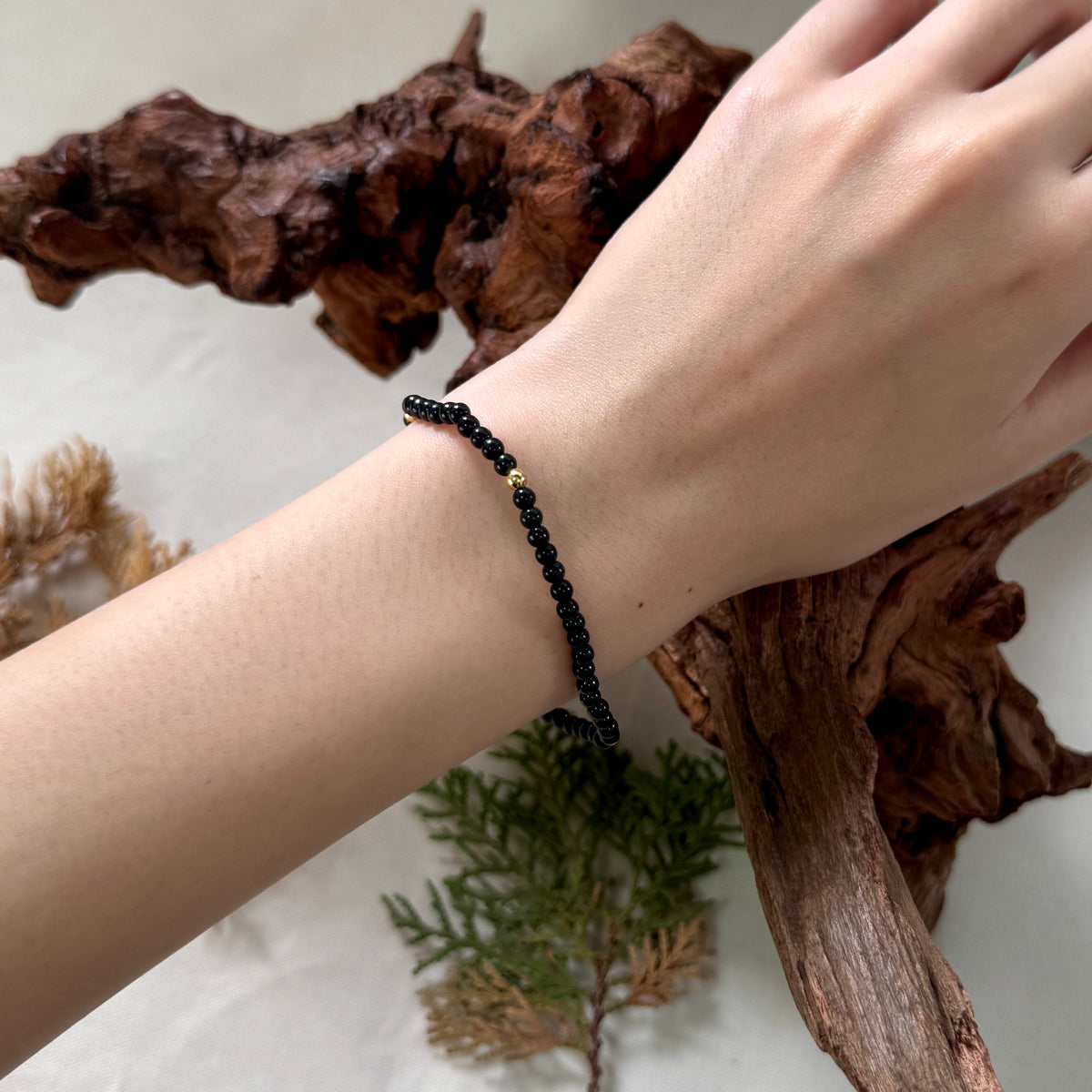 STACK | Dainty Black Jadeite Beaded Bracelet