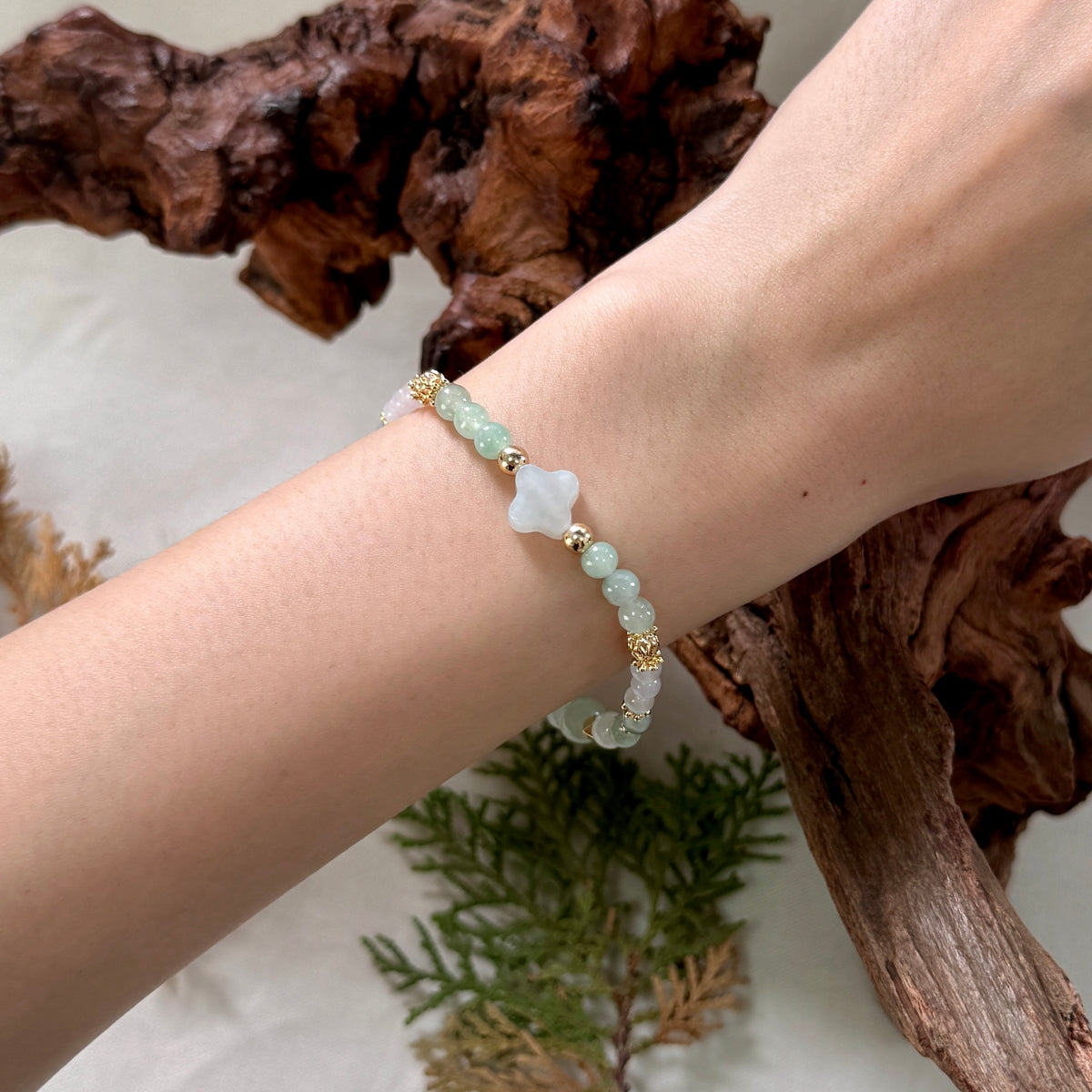 STACK | Clover Jadeite Beaded Bracelet