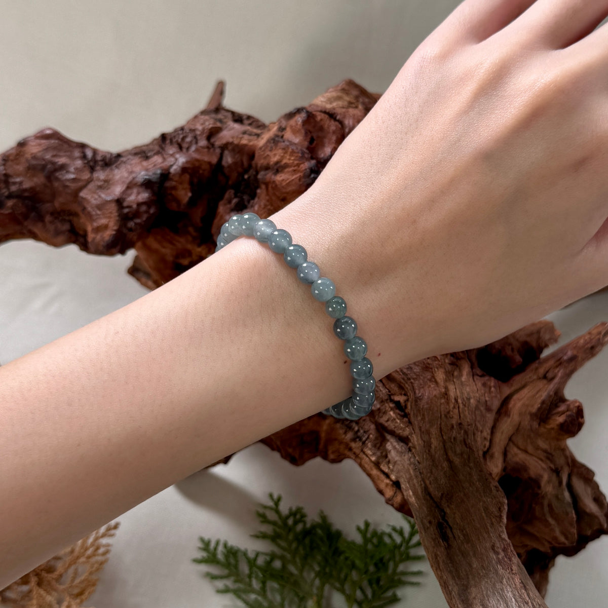 STACK | Blue-grey Jadeite Beaded Bracelet