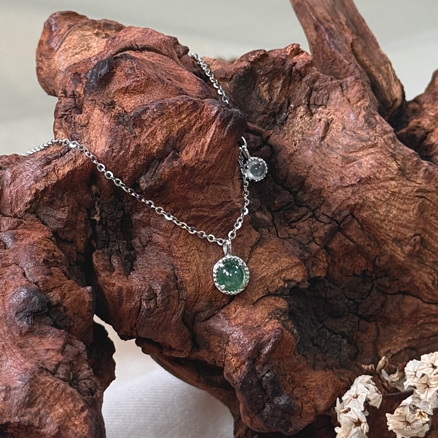 Duo Jadeite Necklace- Green and White