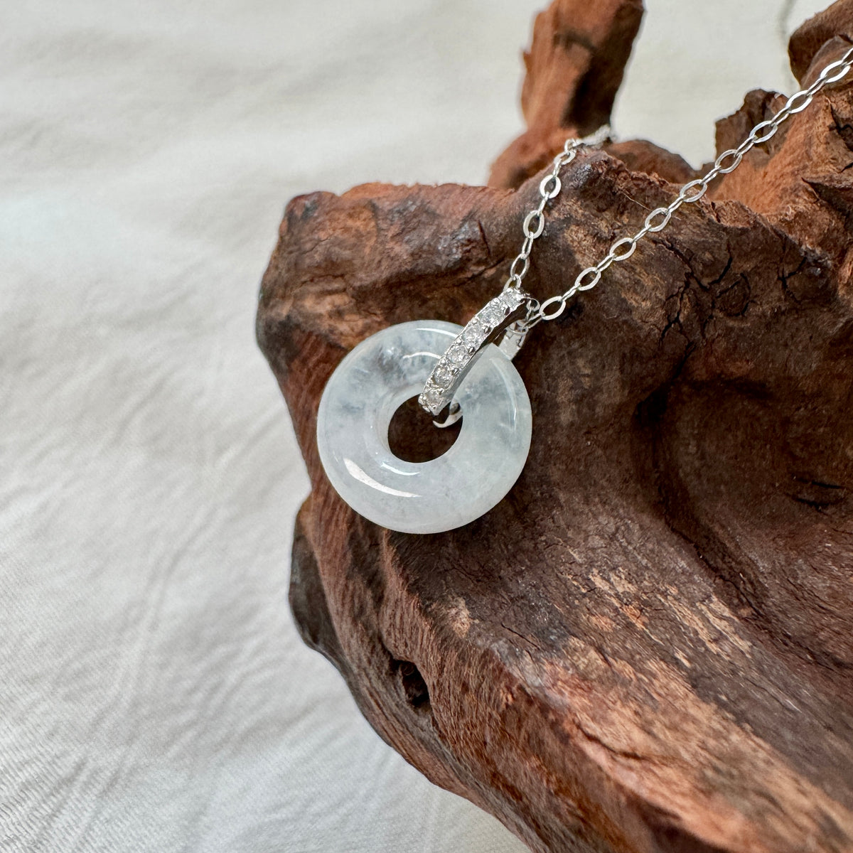 ĀN |  White Jadeite Doughnut Necklace