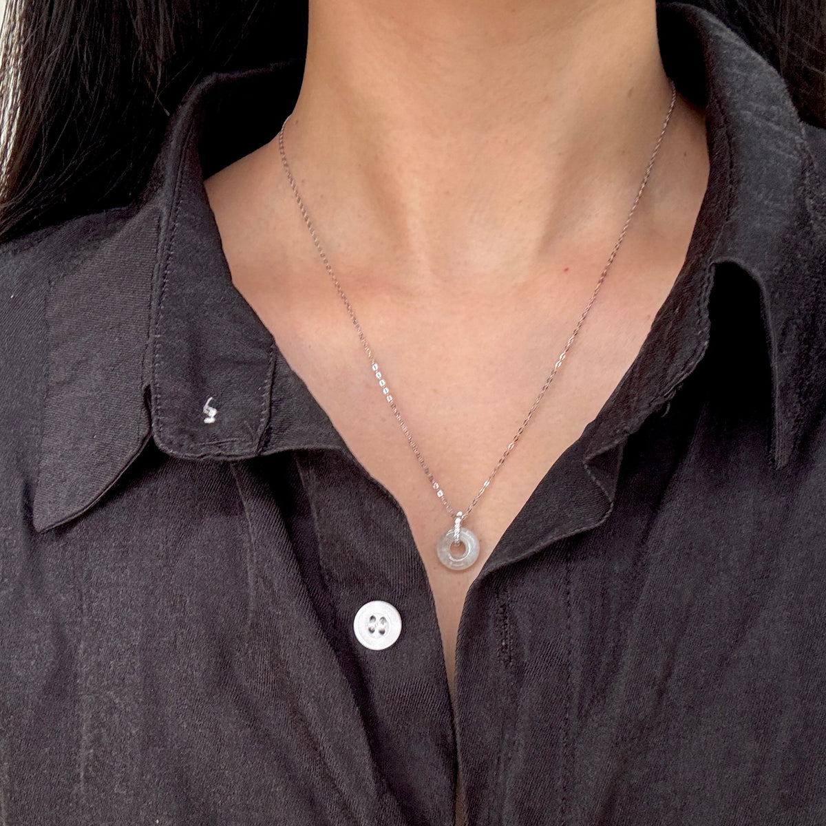 ĀN |  White Jadeite Doughnut Necklace