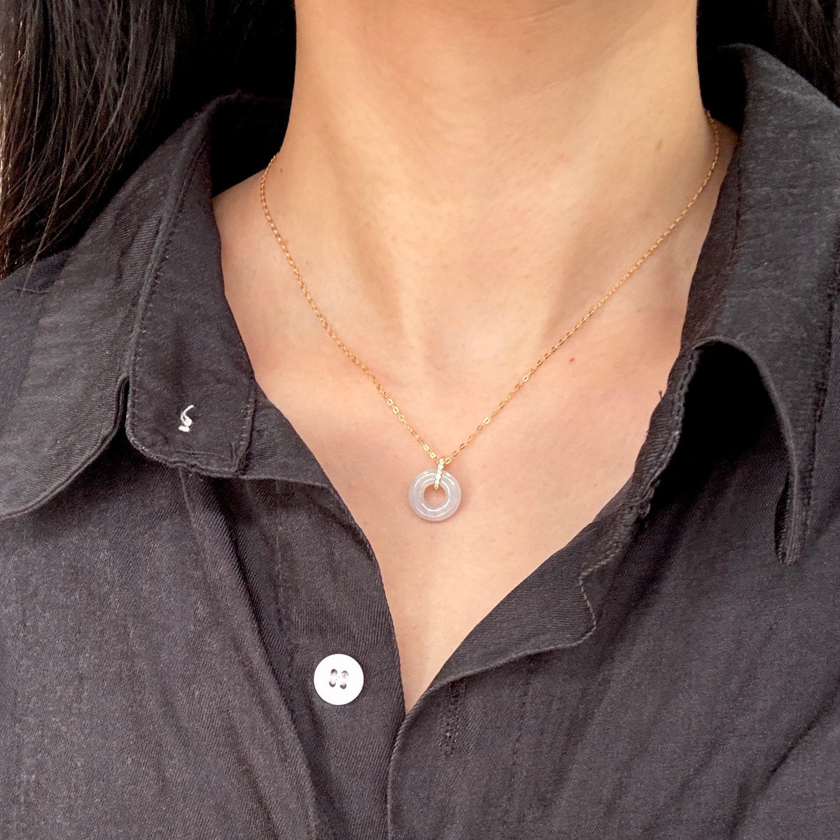 ĀN |  Milky Jadeite Doughnut Necklace