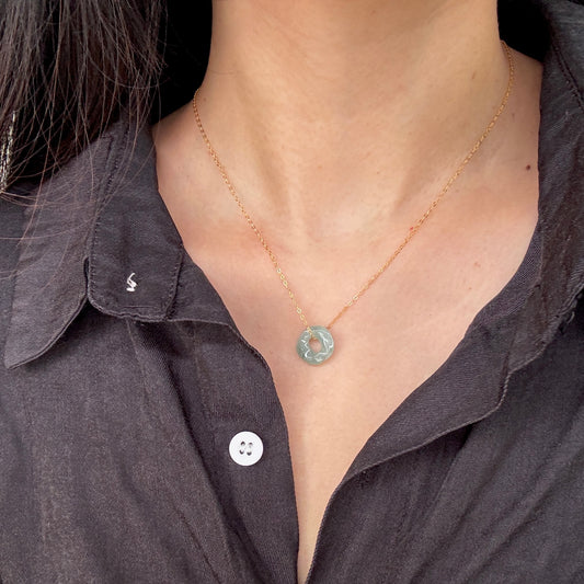 ĀN |  Twisty Jadeite Doughnut Necklace (Green)