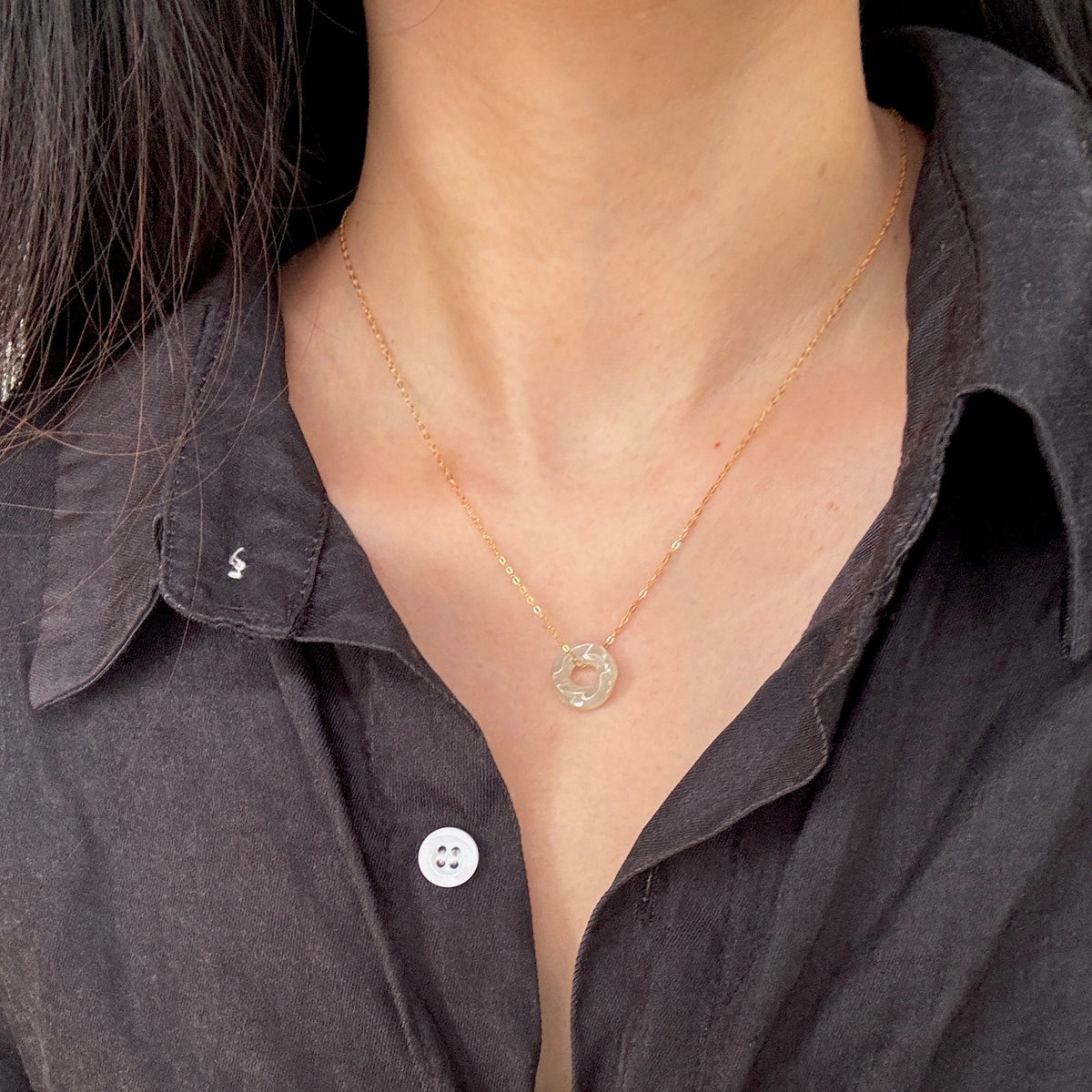 ĀN |  Twisty Jadeite Doughnut Necklace (Yellow)