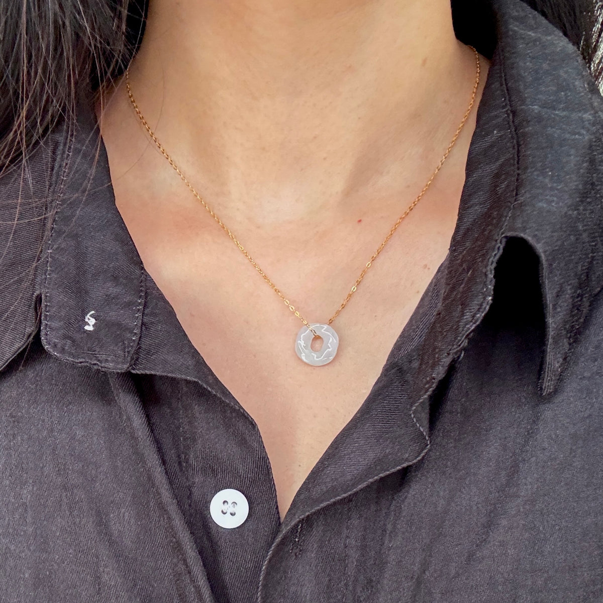 ĀN |  Twisty Jadeite Doughnut Necklace (White)