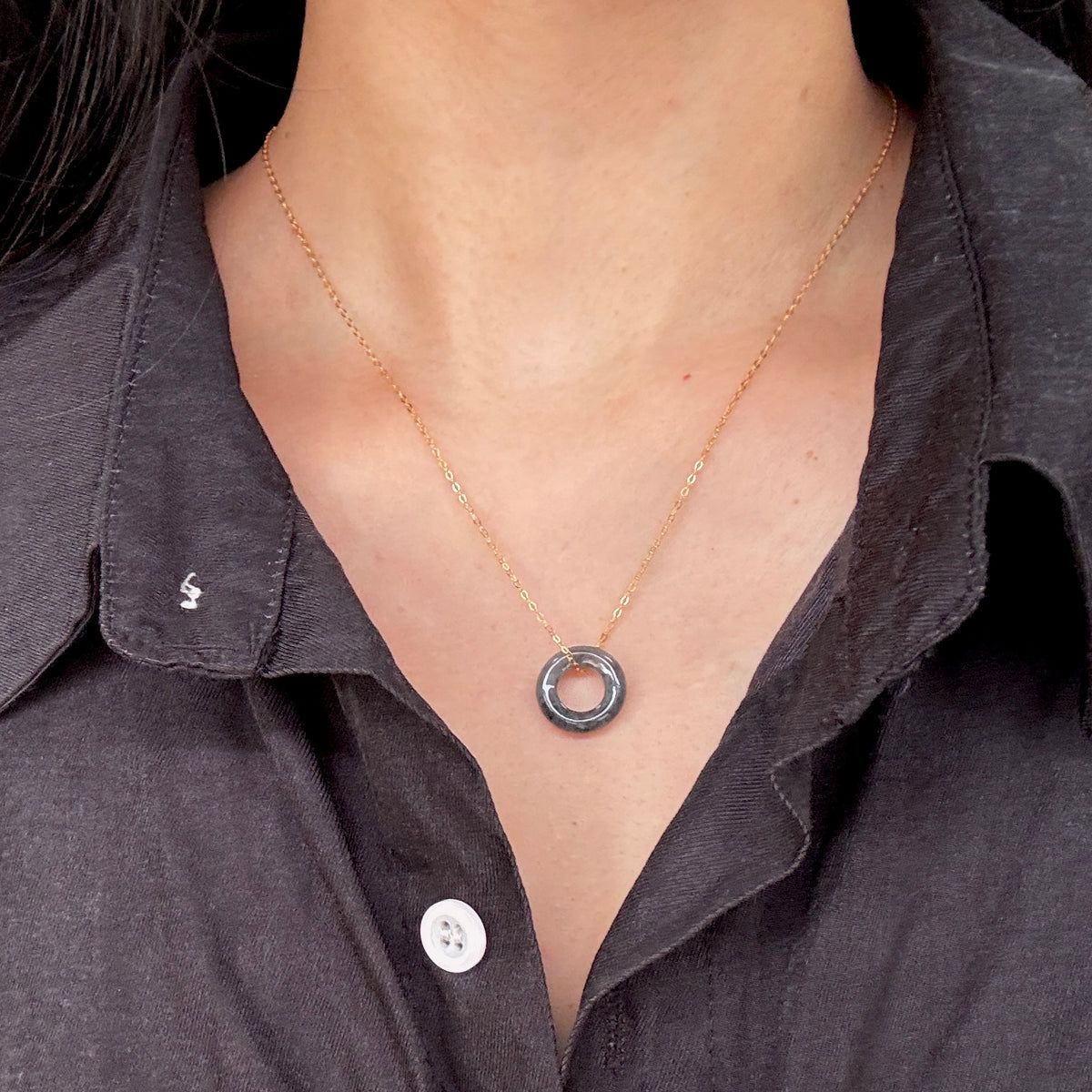 ĀN |  Wuji Jadeite Doughnut Necklace