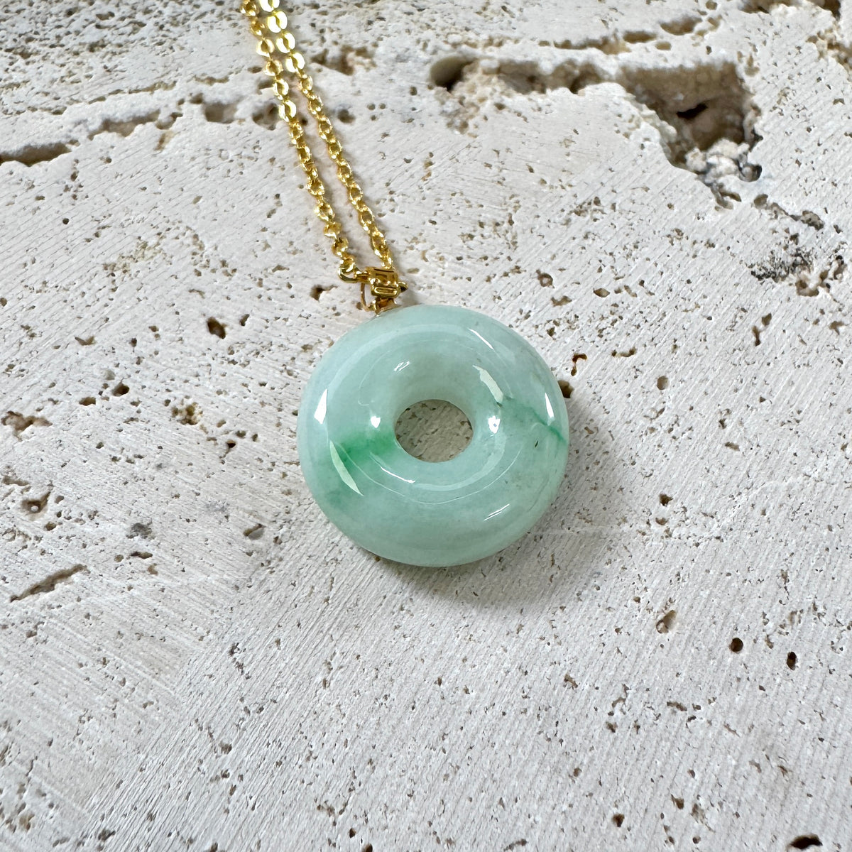 STAPLE | 18k Gold Green Jadeite Doughnut Pendant