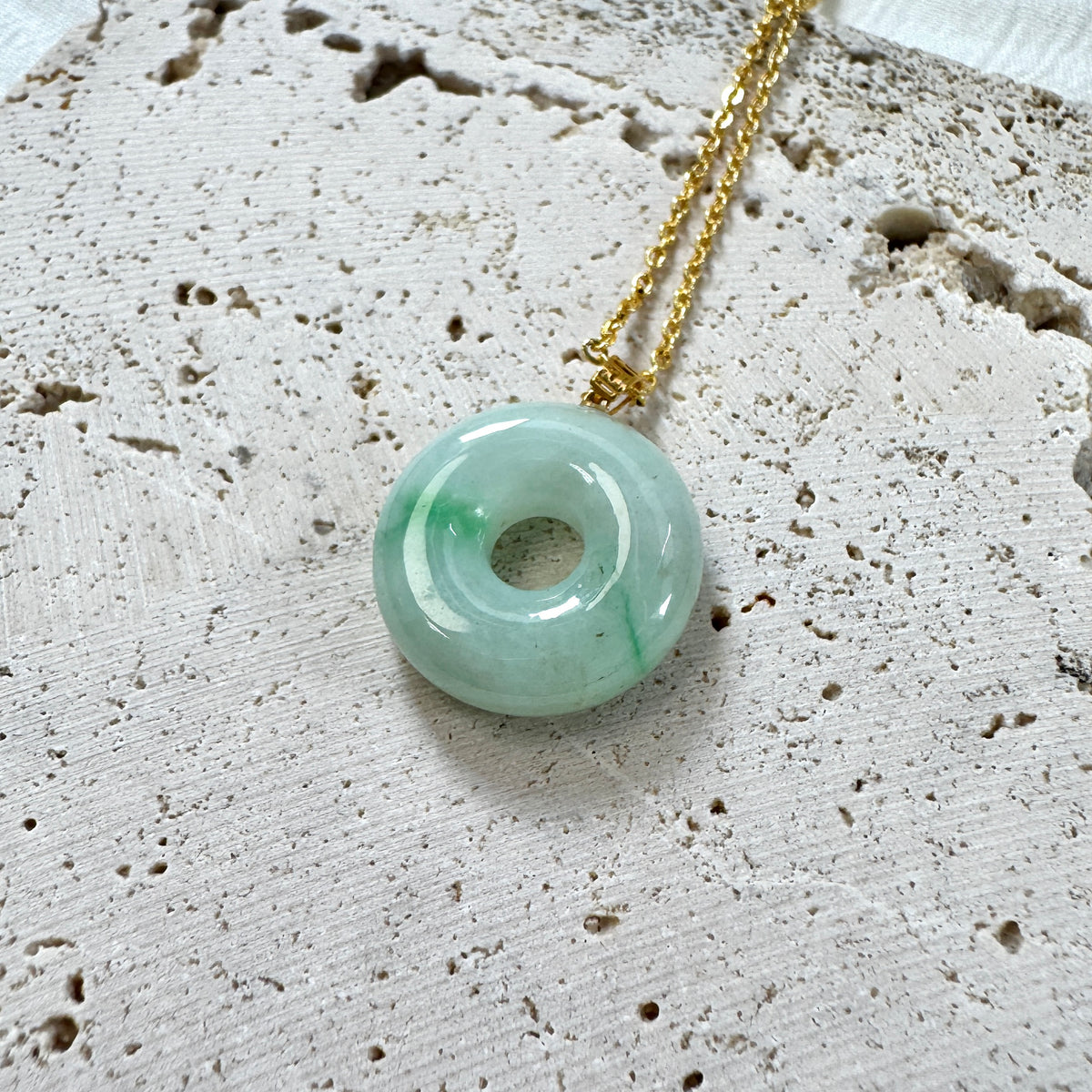 STAPLE | 18k Gold Green Jadeite Doughnut Pendant