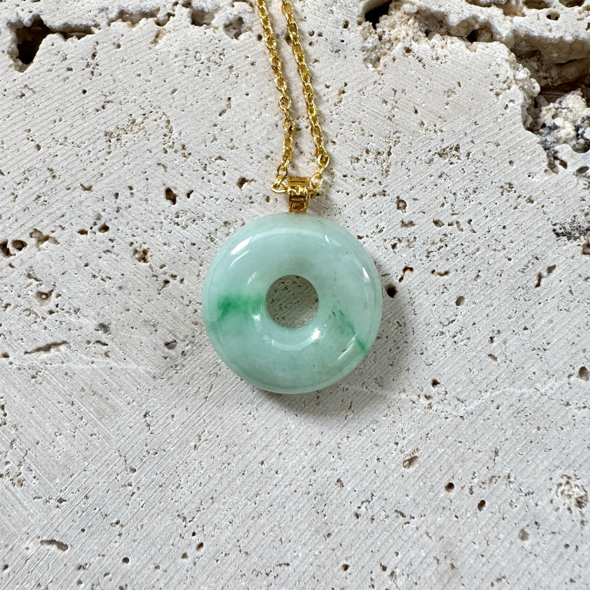 STAPLE | 18k Gold Green Jadeite Doughnut Pendant