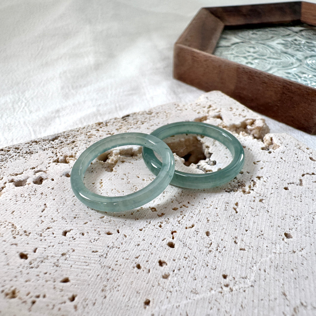 STAPLE | Skinny Teal Jadeite Rings