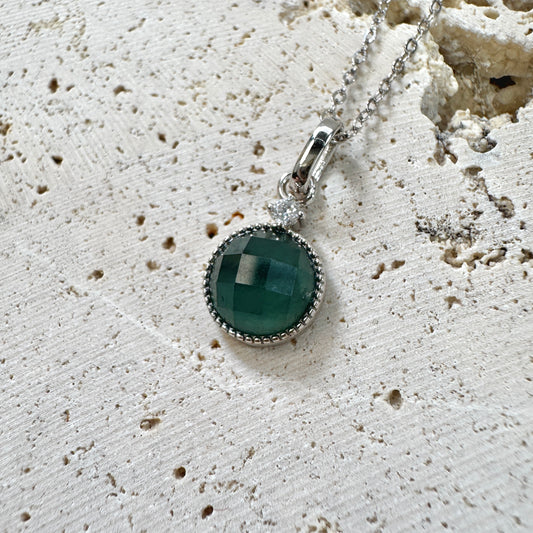STAPLE |  Minimalist Jadeite Round Necklace (Blue)