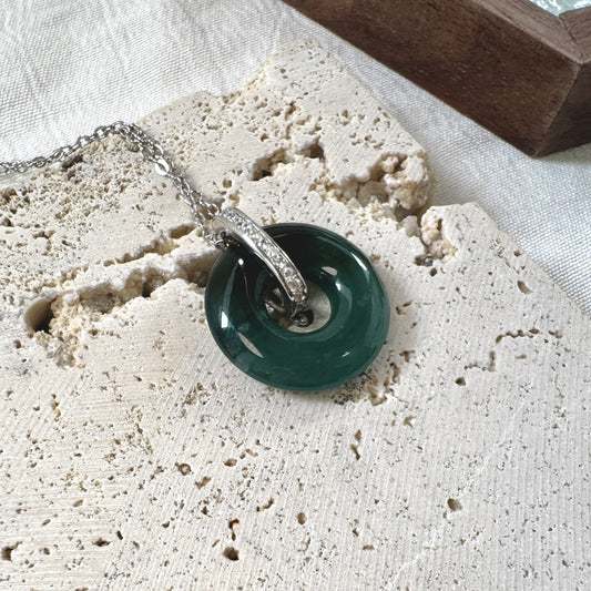 STAPLE |  Teal Green Jadeite Doughnut Necklace