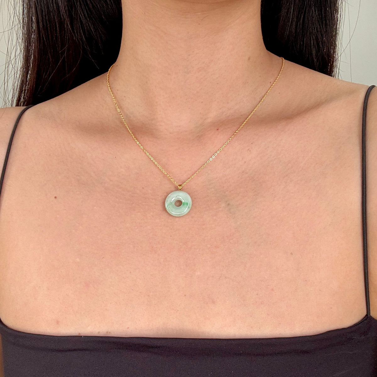 STAPLE | 18k Gold Green Jadeite Doughnut Pendant