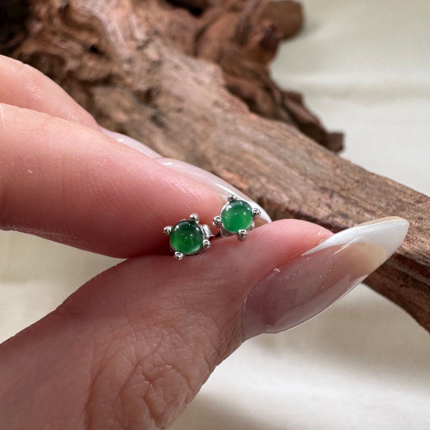 Mini Green Jadeite Earrings