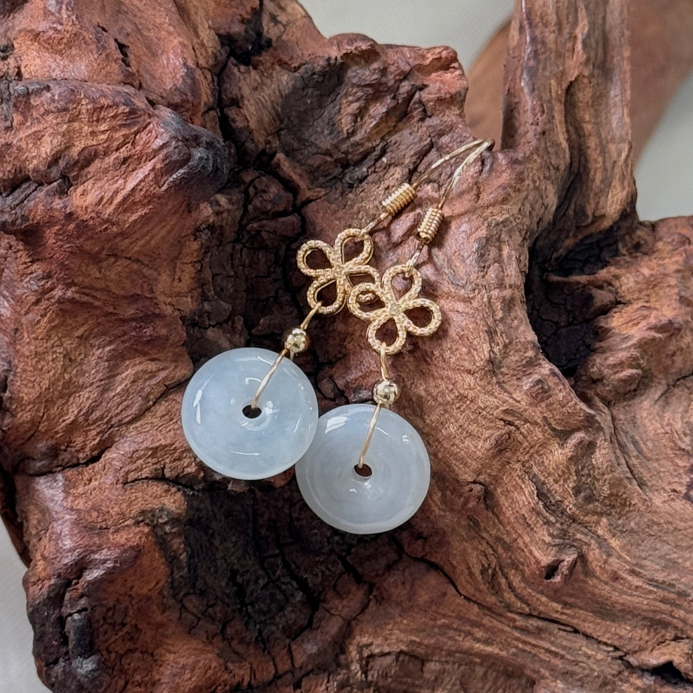 Doughnut Jadeite Clover Earrings