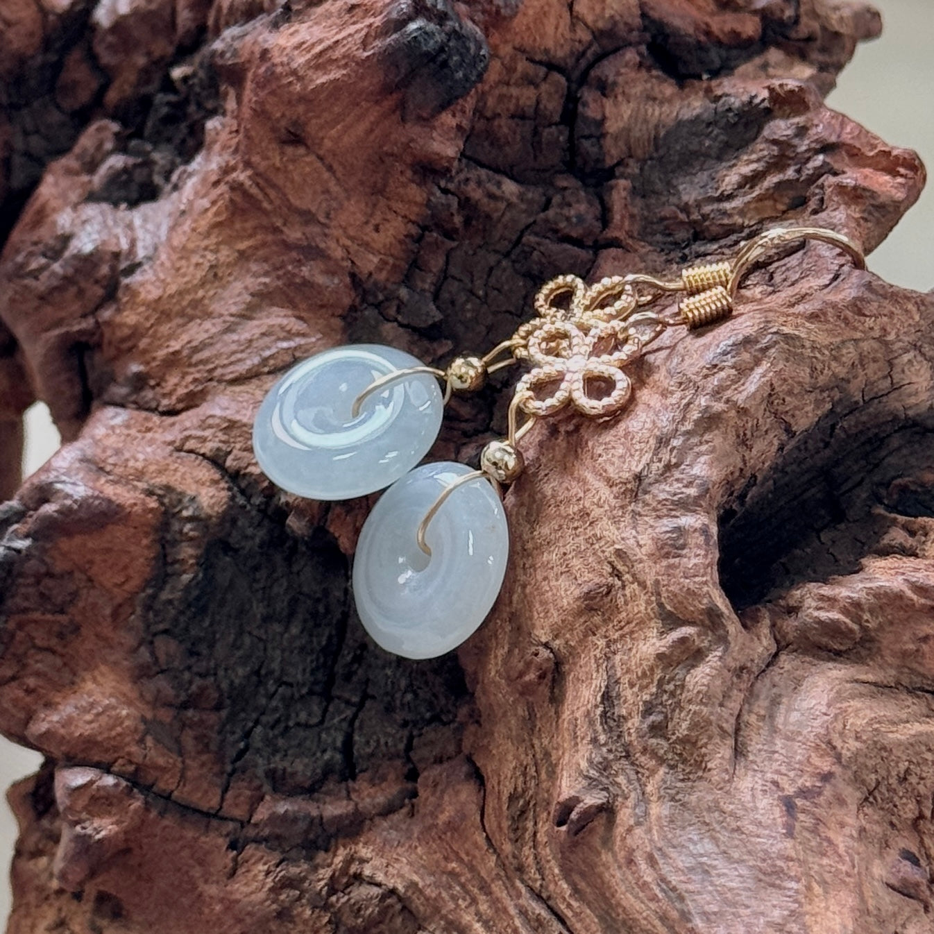 Doughnut Jadeite Clover Earrings