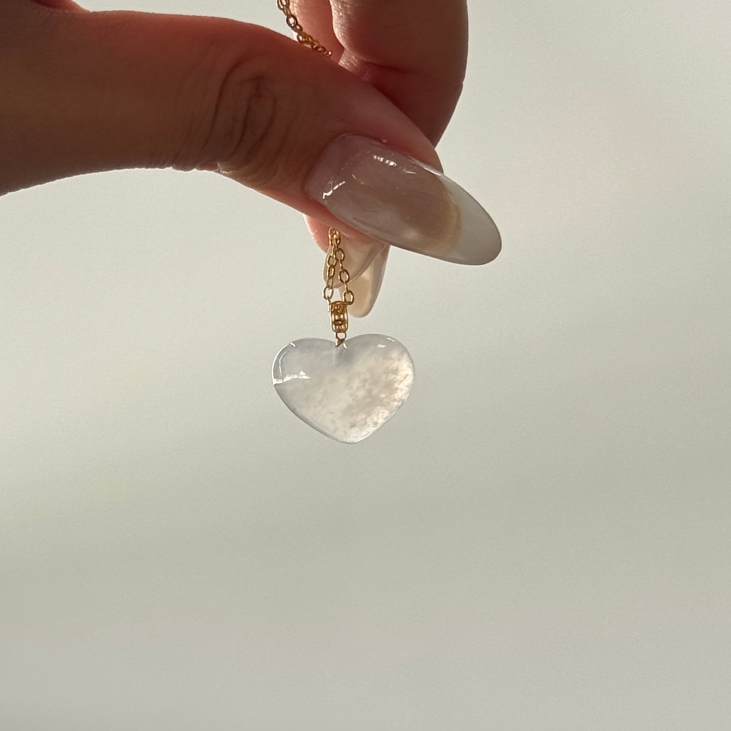 18k Gold Jadeite Heart Pendant