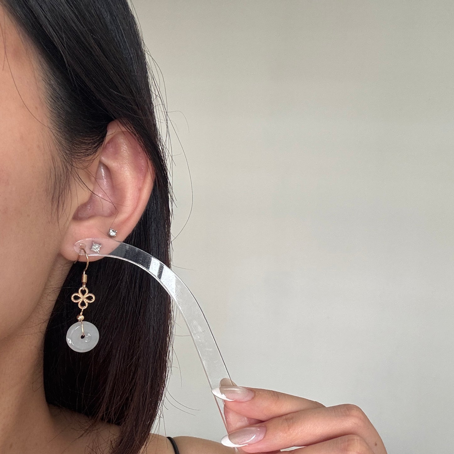 Doughnut Jadeite Clover Earrings