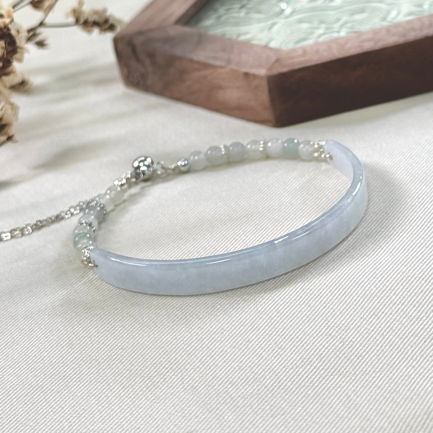 Pastel Blue Half-Bangle Jadeite Bracelet