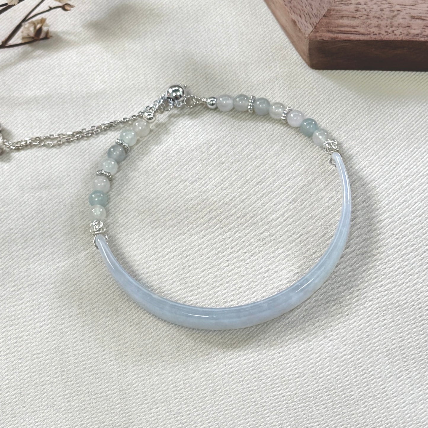 Pastel Blue Half-Bangle Jadeite Bracelet