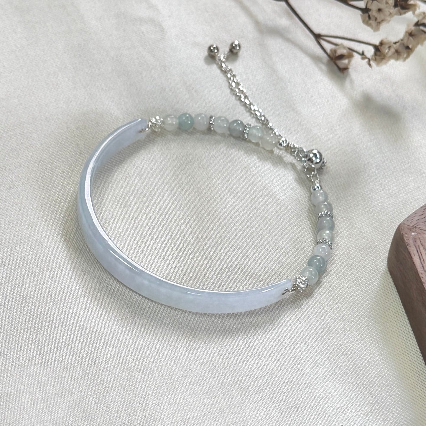 Pastel Blue Half-Bangle Jadeite Bracelet