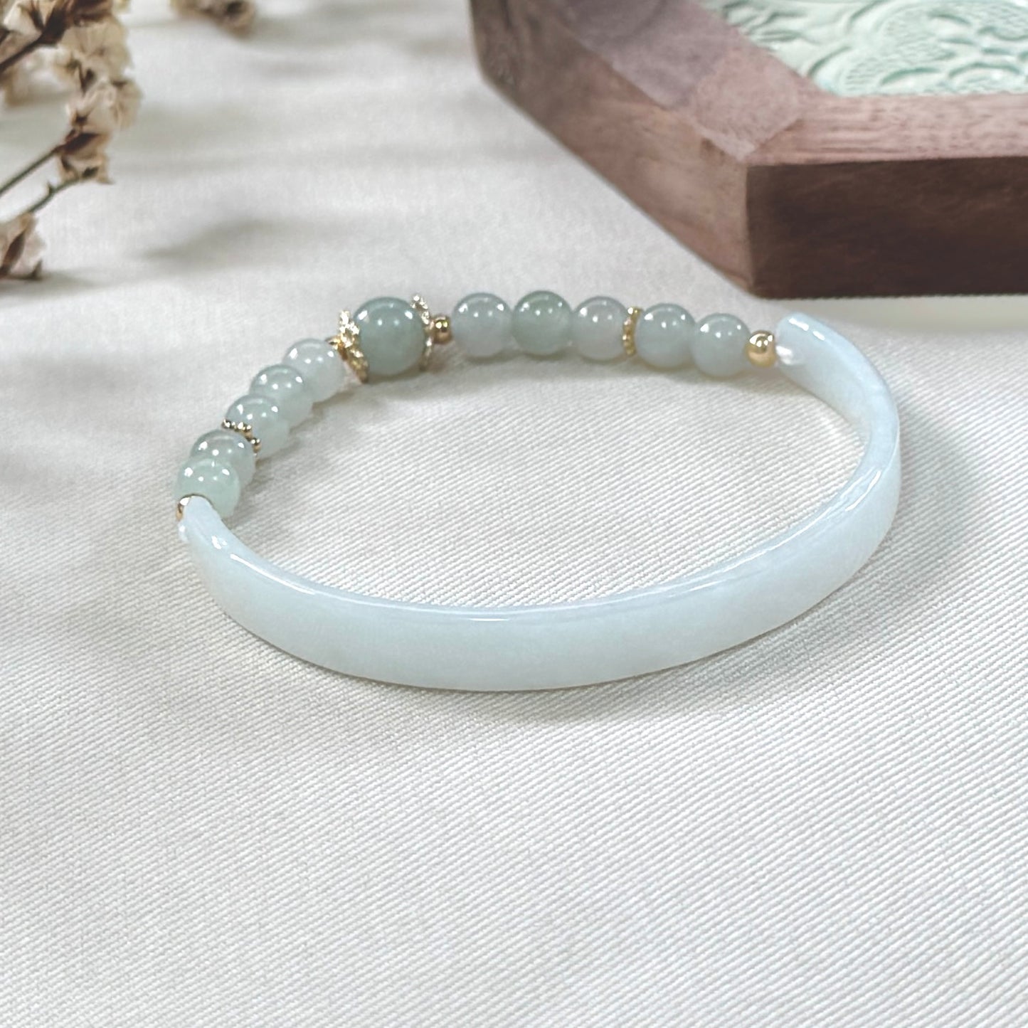 Pale Green Half-Bangle Jadeite Bracelet