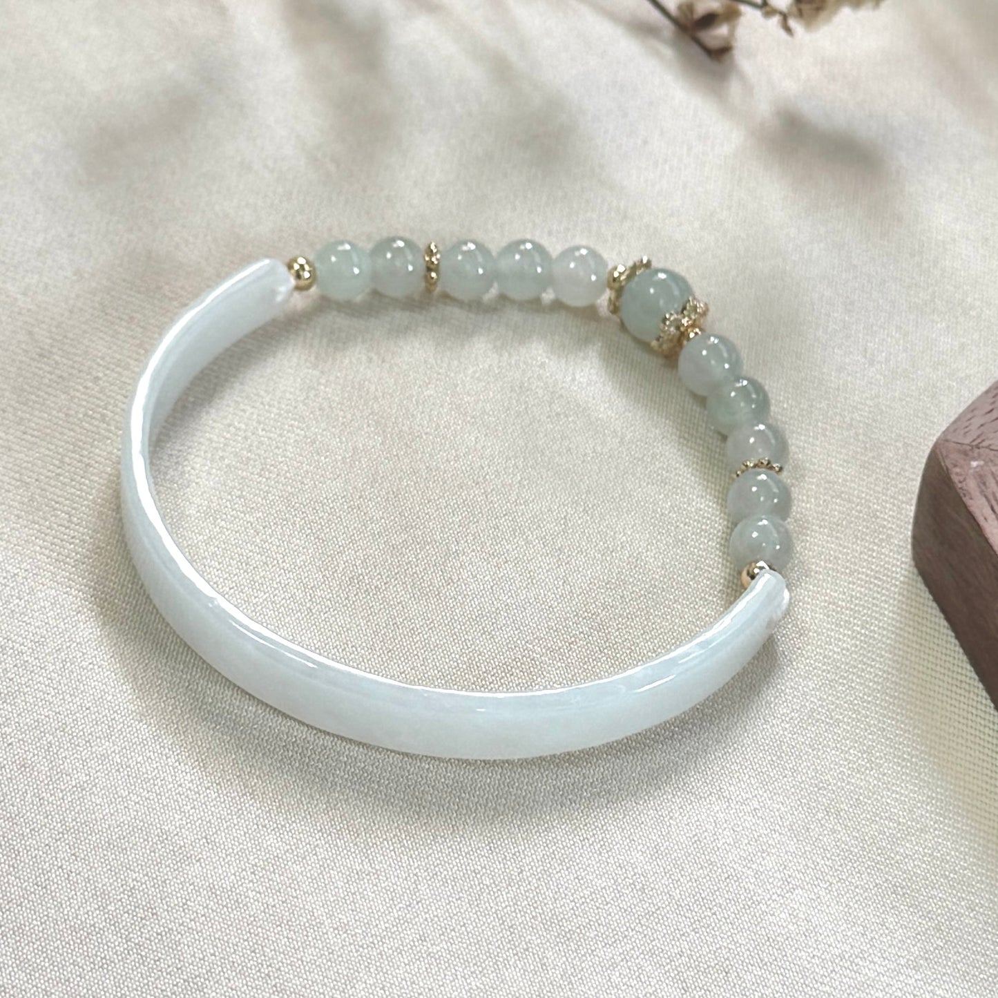 Pale Green Half-Bangle Jadeite Bracelet