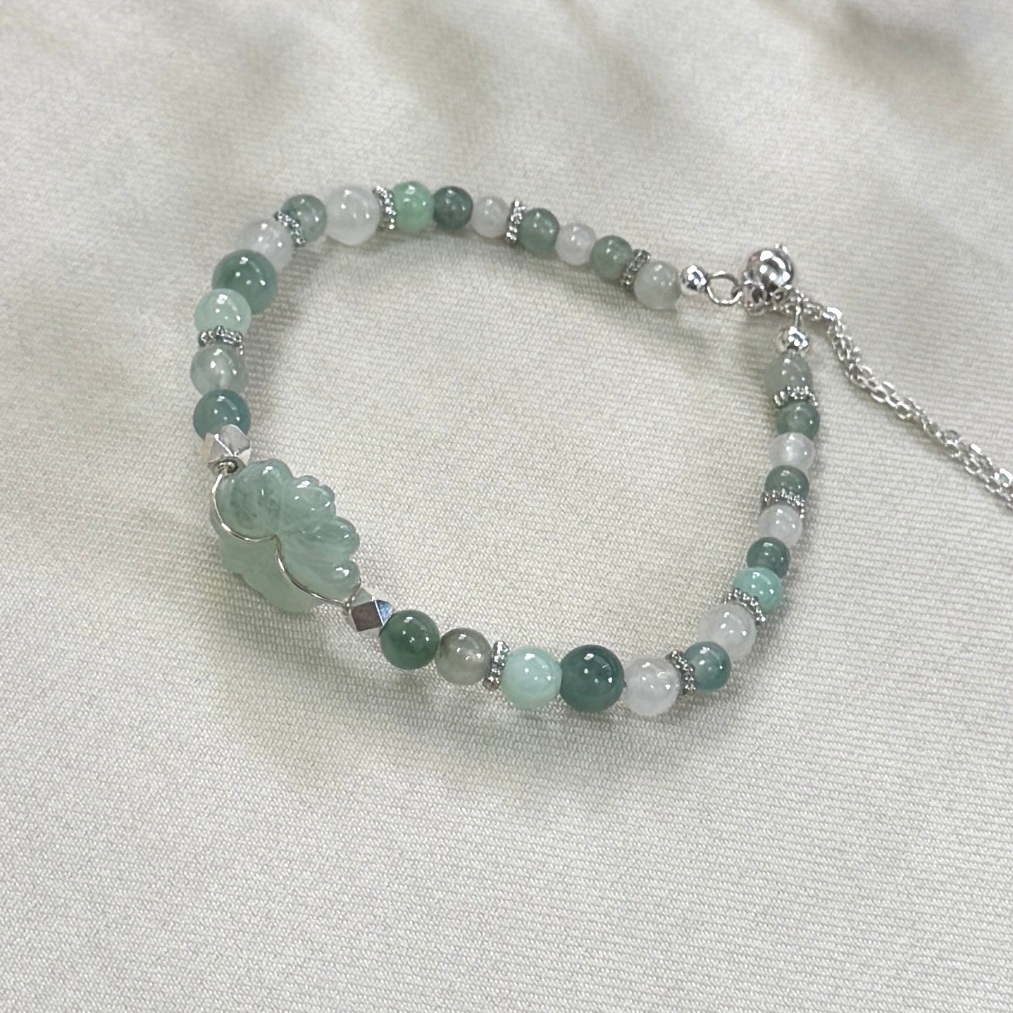 Carved Jadeite Blossom Bracelet