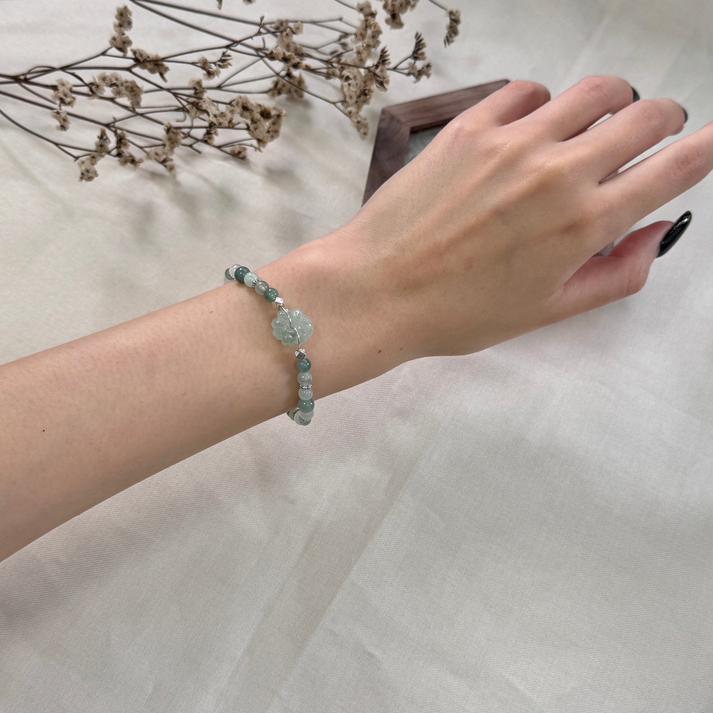 Carved Jadeite Blossom Bracelet