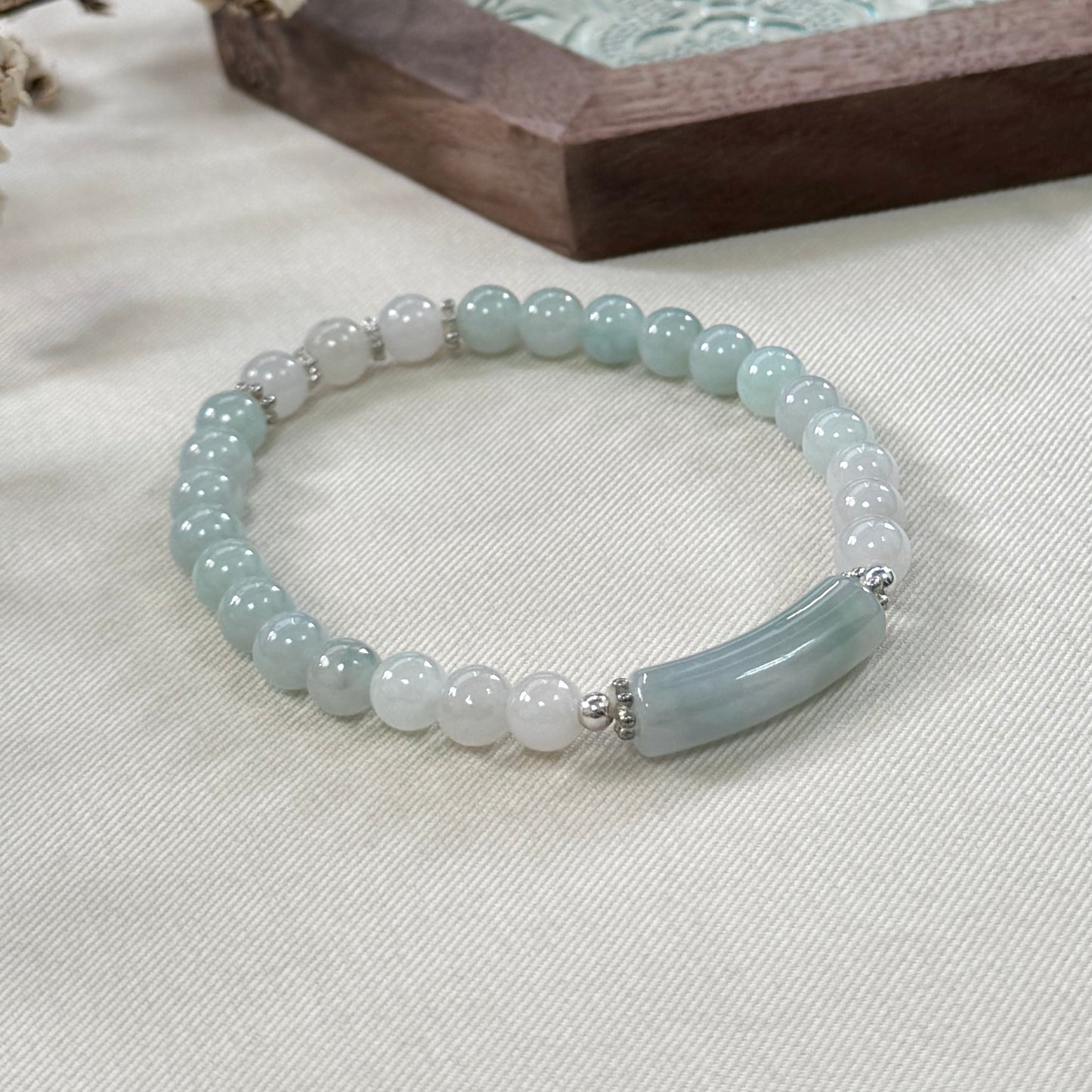 Beaded Jadeite Bar Bracelet