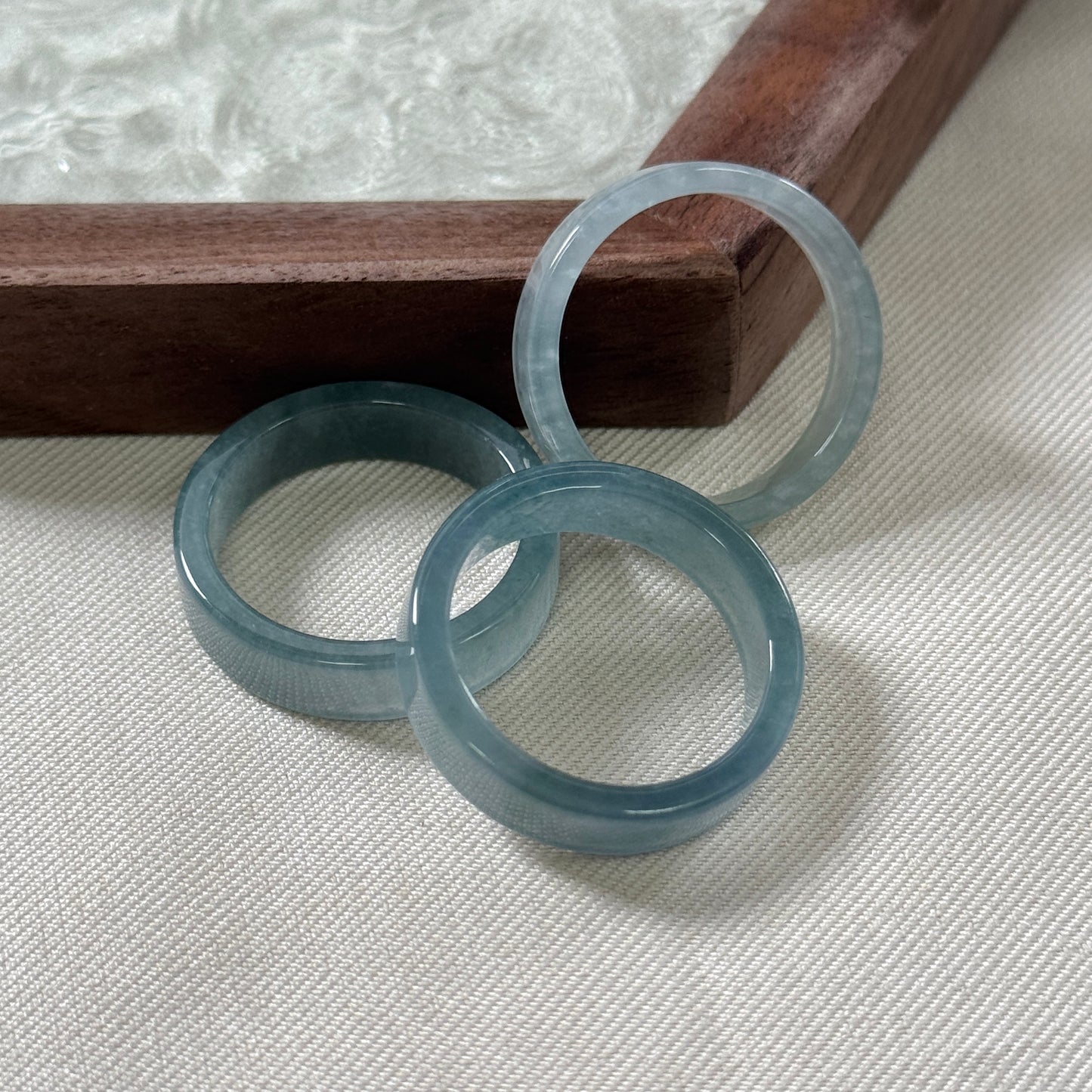 Lagoon Jadeite Square Rings