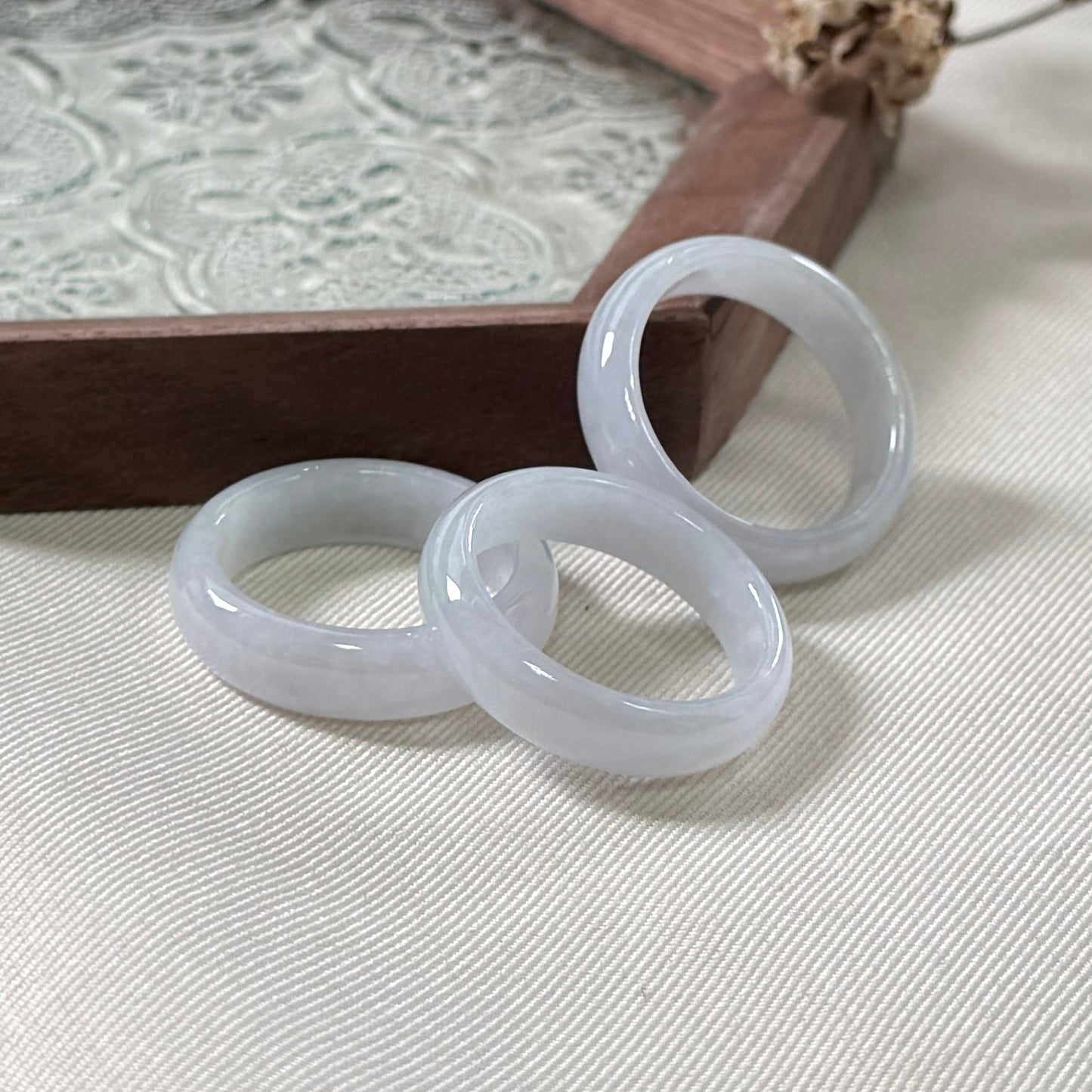 Pale Iris Jadeite Rings