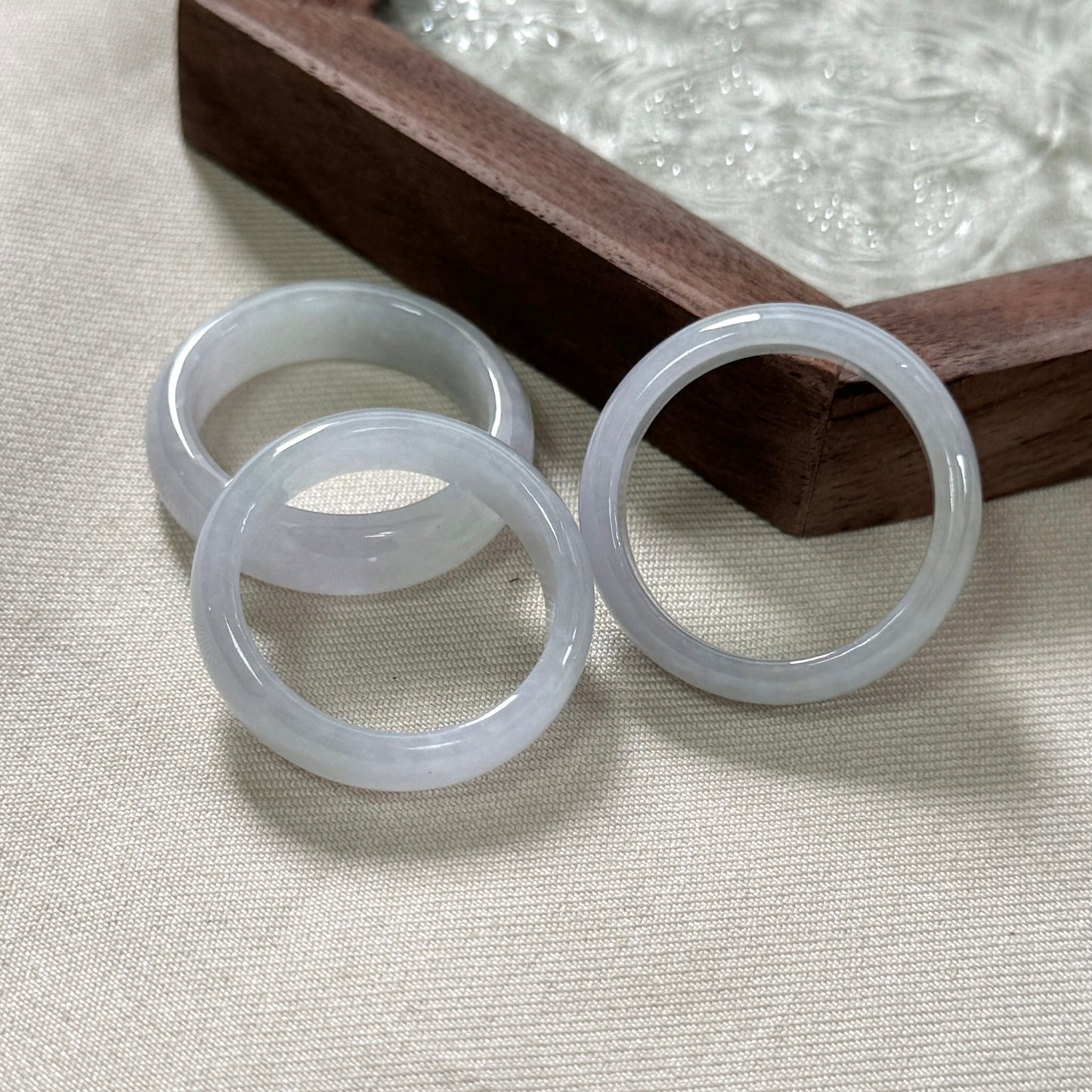 Pale Iris Jadeite Rings