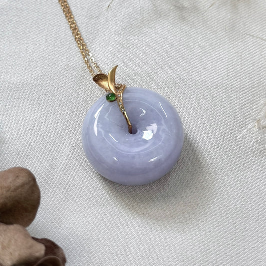 18k Gold Lavender Jadeite Peace Pendant