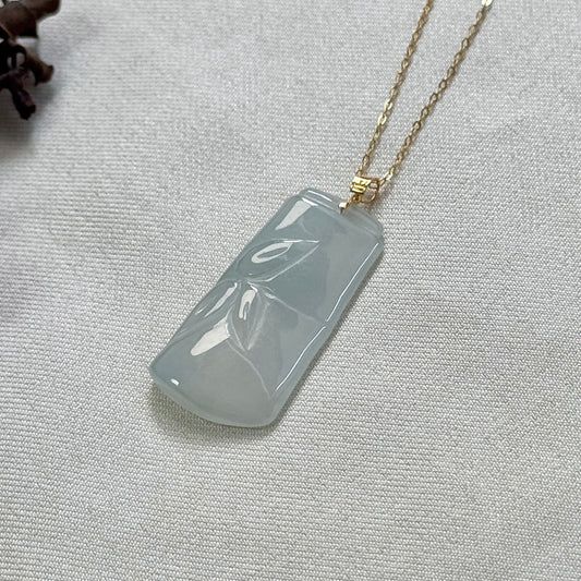 18k Gold Bamboo Jadeite Pendant