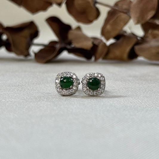 Square Halo Jadeite Earstuds
