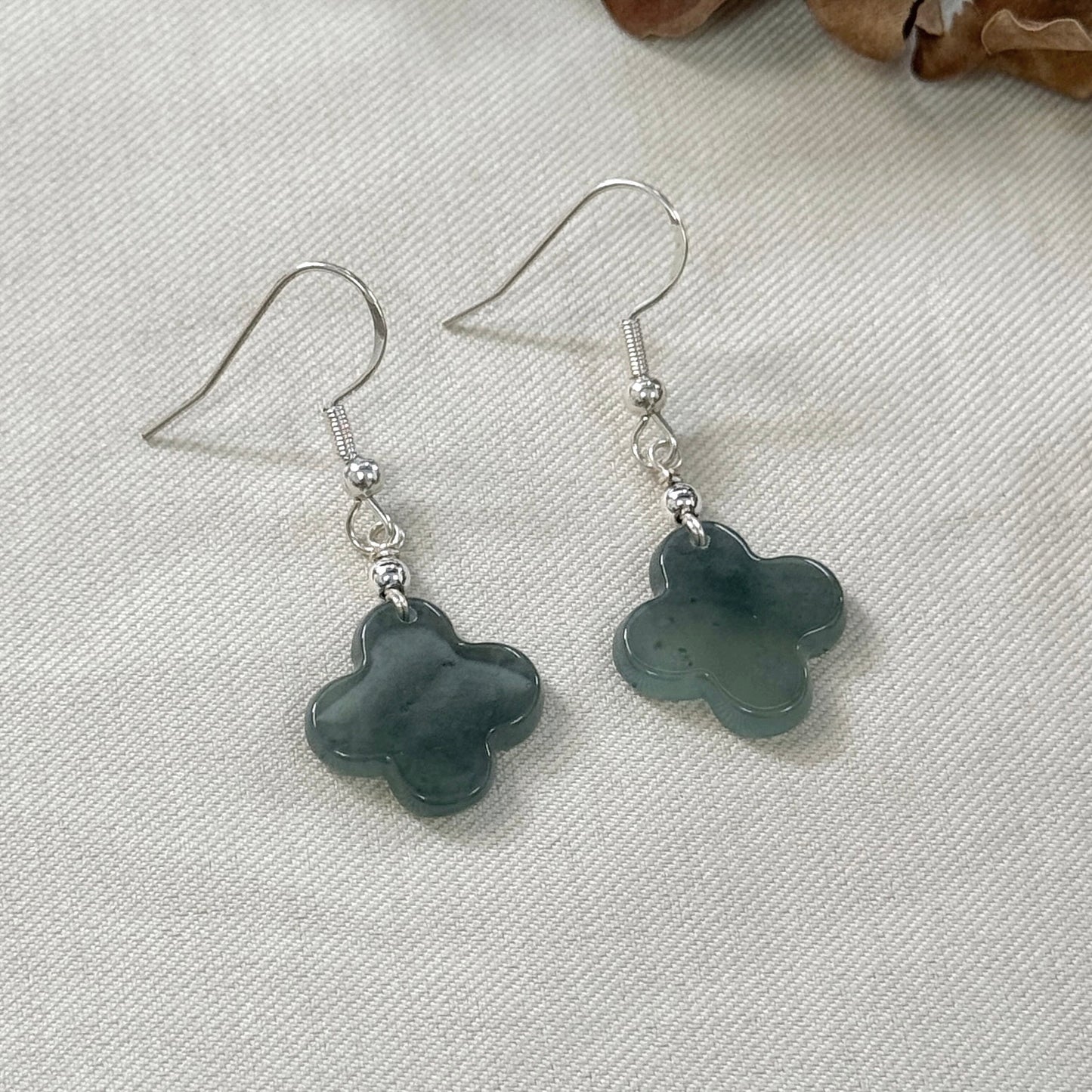 Clover Jadeite Drop Earrings