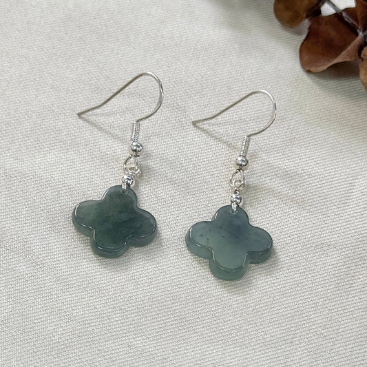 Clover Jadeite Drop Earrings