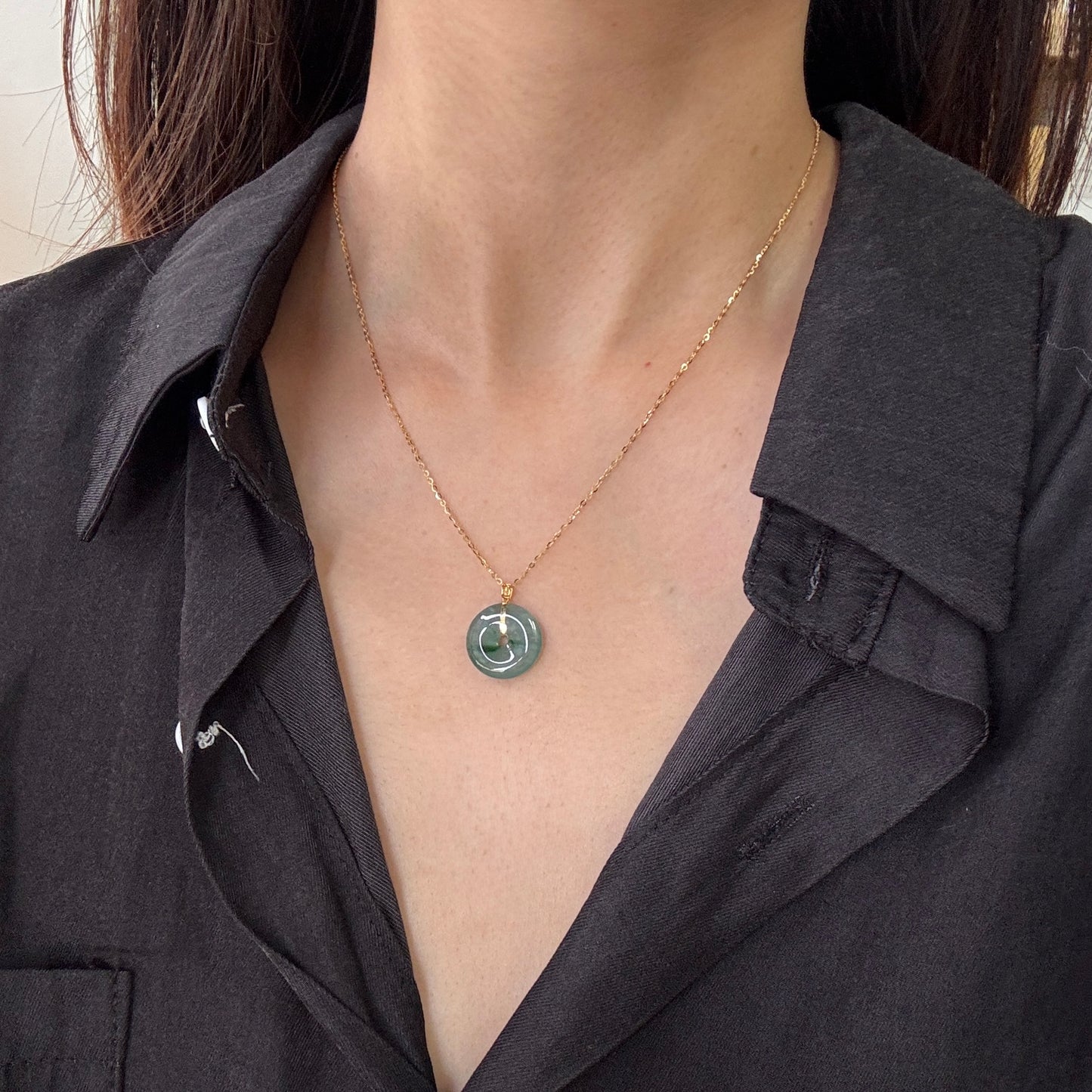 18k Gold Doughnut Jadeite Pendant