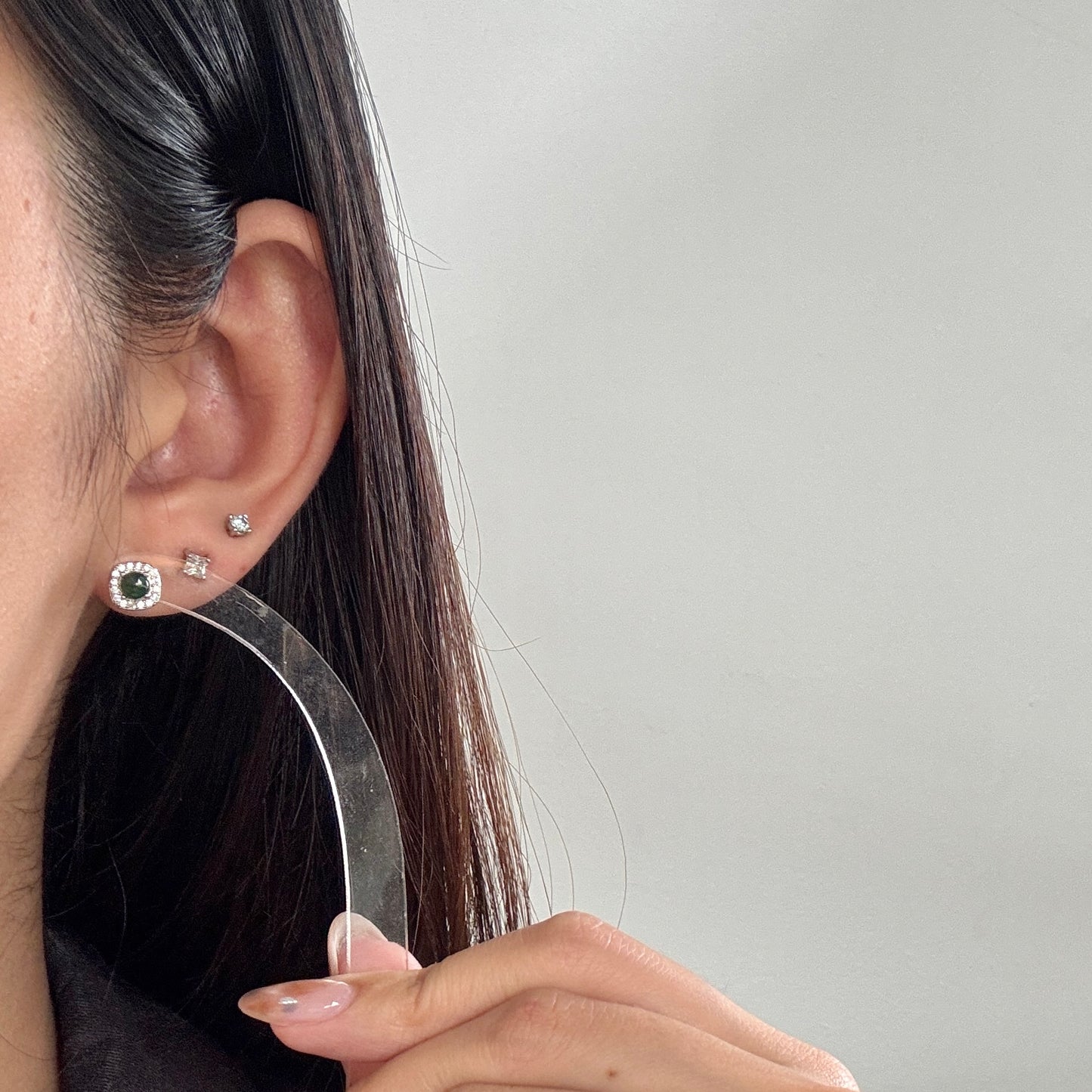 Square Halo Jadeite Earstuds