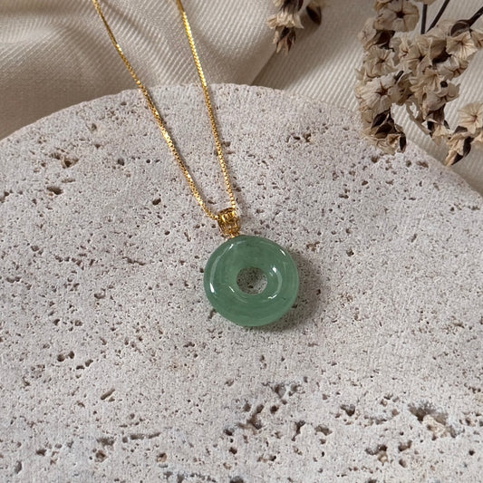 18k Green Jadeite Bagel Pendant