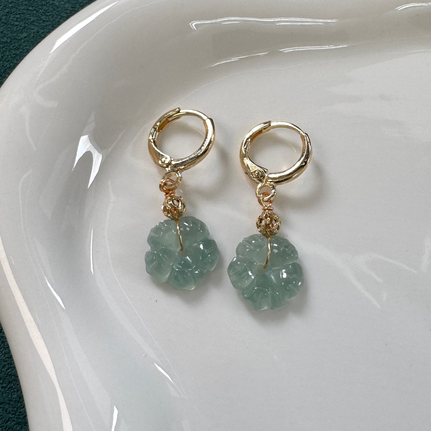 Petal Jadeite Drop Huggies